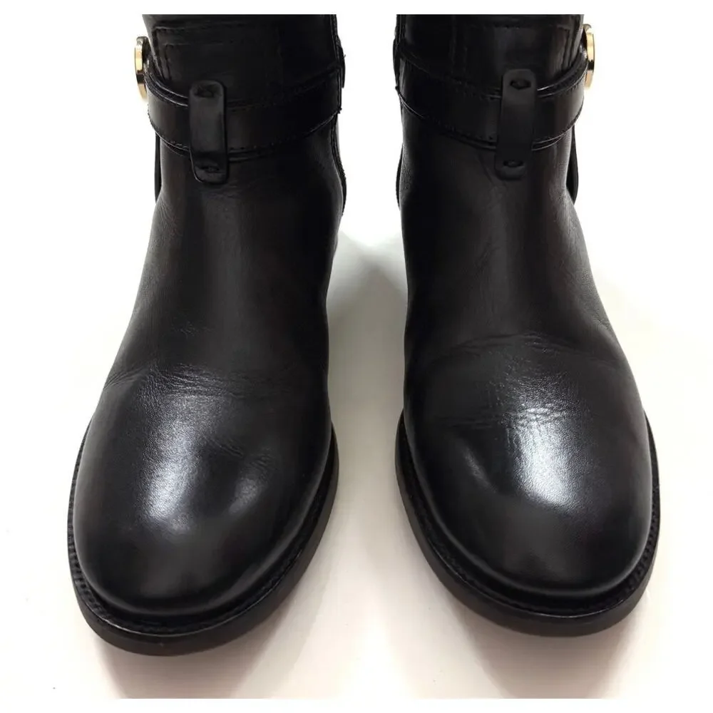 Tory Burch Bristol Riding Boots Equestrian Calf in Black